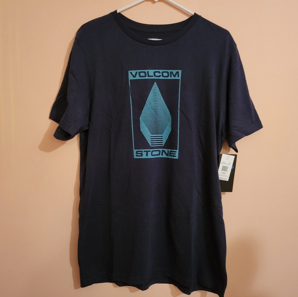 VOLCOM ENCYPHER TECH BLACK & TEAL TEE, SKATER, SURF, NWT, LARGE - Picture 2 of 10